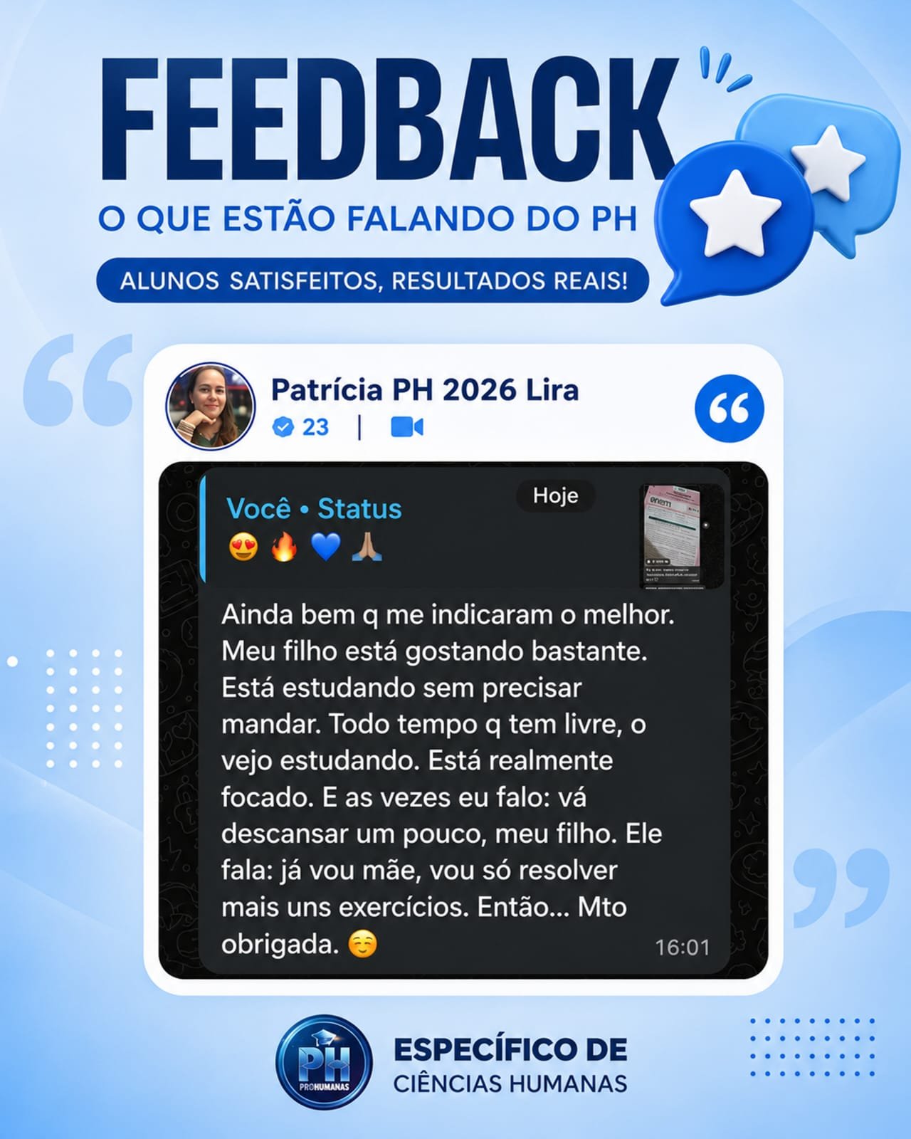 Depoimento de aluna da ProHumanas